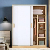 슬라이딩 다용도수납장 슬라이드도어 우드 정리장, 조립식, B색상-길이1.6m