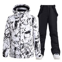 스노우보드복 남자 스키 버튼 보드복 -30 새로운 패션 남성과 여성의 스 스노우 슈트 착용 방수 겨울 의상 스노우 보드 의류 스키 재킷 + 스트랩 바지