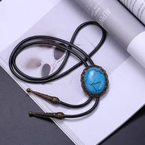 블루타이 행운의 목걸이 넥타이 대용 펜던트 악세사리 타이슬링 루프타이 보석 크리스탈 꽃 W30