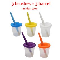 10 색 세척 컵 브리 슬 낙서 그림 멧돼지 브러쉬 라운드 헤드 플라스틱 막대 세트, [04] 3 3 brushes