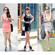 여자 슬림핏 기본 이너용 롱나시 원피스 피서지룩