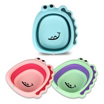 공룡 접이식 세수대야 유아동세수대야 다용도대야 접이식대야 바구니 목욕용품 주방대야 설거지통 족욕 바가지, WB-03민트