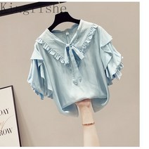 [Kingfishe]여상 리본 반팔 블라우스 여름 빈티지 셔츠 sd7 68720