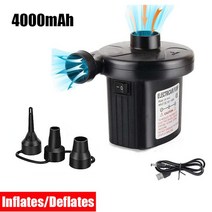 무선에어펌프 휴대용 전기 공기 충전식 보트 팽창식 수영장 뗏목, 3.4mah