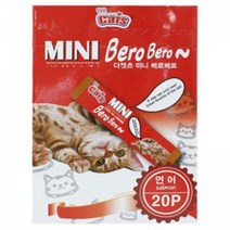 고양이 캣 간식 비타민 미네랄 스틱 츄르 더캣츠 미니 베로베로 연어 1개(20개입)X4개, 미니 베로베로 연어 1개(20개입)X 4개