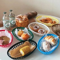 플라스틱바스켓 레트로 과자바구니 메쉬 플레이팅, 레드