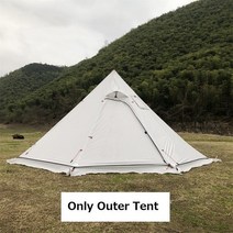 리빙쉘텐트 초경량 피라미드 텐트 3-4 인용 야외 캠핑 천막 및 스노우 스커트 굴뚝 구멍 하이킹 배낭, 03 Outer tent White