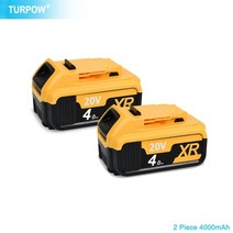 디월트배터리 디월트 turpow dcb200 20v 6000mah 리튬 교체 배터리 dewalt 18v dcb184 dcb200 dcb182 dcb180 dcb181 호환, 2 조각 4000mah