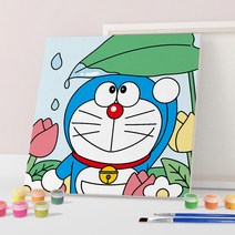 도라에몽 그림그리기 캔버스세트 DIY페인팅 25x25 유화그리기, 비오는날