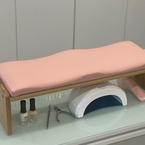 카라 네일 손목 받침대 테이블 시술대 대나무 원목+탈부착 상판쿠션 세트, 02.핑크SET, 상판추가안함