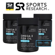 [3통 묶음] 스포츠리서치 rTG 오메가3 피쉬오일 트리플 스트렝스 1250mg 60정 3통 알티지 고약사 EPA 오마비 EPA DHA 도코사헥사엔산 이피에이 에이코사펜타엔산, 3개
