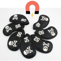 웨지커버 자석 해골 골프 52 56 60도 샌드 블랙 가죽, 캠프빌리지 52도