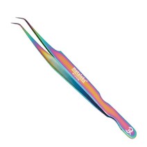Metaleks 속눈썹 연장 핀셋 일본 스테인리스 스틸 멀티 티타늄 코팅 USA 미국, 12CM_Curved Tip