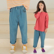 미니로이 토미 데님 주니어 초등학생 키즈 청 남아 여아 키즈 밴딩 바지 청바지
