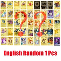 포켓몬 메탈 영어 스페인어 Kapikachu I Choose You GX EX Vmax 컬렉션 카드 슈퍼 게임 6.3-8.8Cm 애니메이션 어린이 선물 완구, English 1Pcs Random