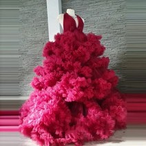 퍼프 러플 임산부 얇은 명주 그로스 가운 사진 촬영 러플 임산부 드레스 베이비 샤워 베이비 샤워, 177.6XL  4