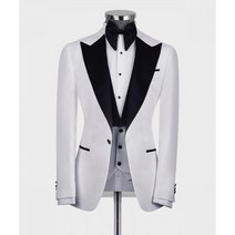 조끼베스트 가을 셋업 롱 트위드 니트 남성용 맞춤형 화이트 블레이저 조끼 단추 피크 블랙 라펠 정장 웨딩 파티 신랑 플러스 사이즈 맞춤 제작 2 피스