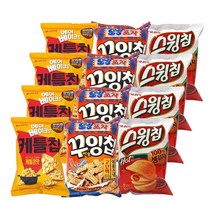 롯데 맛나는과자 각4봉씩 3종세트(+밀크츄 2개포함) 꾸잉칩 케틀칩 스윙칩(고추장), 12봉