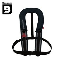 블루스톰 자동팽창식 구명조끼 선상 낚시 BSJ-8320RS, 블랙