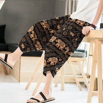 ANKRIC 남자 칠부 팬츠 여름 트렌드 크롭 팬츠 남성용 느슨한 캐주얼 7 점 반바지와 지방 플러스 사이즈 지방 탄성 여름 바지