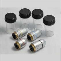 광학현미경 고품질 4X 10X 20X 40X 60X 100X 계획 무채색 현미경 대물 렌즈 생물 액세서리 부품, [08] 4X 10X 40X 100X