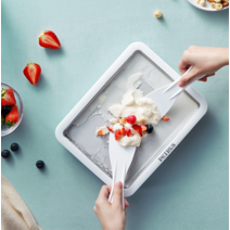 철판아이스크림 가정용 홈메이드 수제간식 플레이트 미니 철판아이스크림메이커, 하얀색
