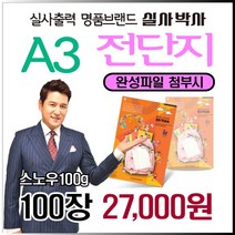 소량전단지 디자인, 완성데이타 (수정0회) 제공, A3-단면 100장