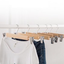 치마보관 하의 집게식 우드 바지걸이 5P 건조 계절의류 붙박이장 청바지 린넨 매장 외출복, 1개