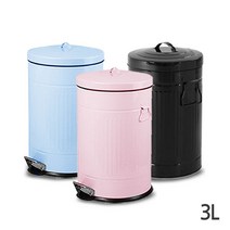 파스텔 모던 컬러 휴지통 (양철) 3L (블루/핑크/블랙/화이트), 단품