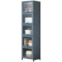 원목 수납장 주방 그릇장 틈새 여닫이 유리 정리장, 회색-5겹 30cm