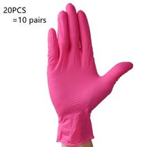 락텍스장갑 의료용 주방용 의료용 장갑 블랙 일회용 내 화학성 고무 니트릴 라텍스 작업 가사 주방 홈 청소 자동차 수리 문신 세차 장갑, 레드 20pcs, s