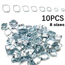 티클램프 10/5Pcs 5-20mm 호스 클램프 이중 귀 웜 드라이브 연료 워터 파이프 클립 키트, [07] 10PCS 15-18mm