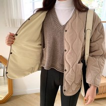 봄 간절기 겉옷 기모 누빔 자켓 따뜻한 단추 아우터