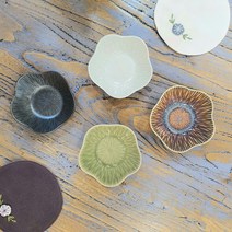 아우도 빗살 꽃 도자기 종지 간장 그릇 종지그릇 소스볼, 화이트