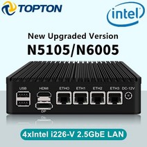팬리스 미니 PC 4 인텔 i226-V 2.5 기가 바이트 LAN N6005 N5105 2 x NVMe TPM2.0 스위치 소프트 라우터 VPN 서버 ESXI 견고한 방화벽 기기, [01] Intel Celeron N5105, [04] EU, [06] 16GB DDR4 128GB NVMe
