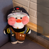 PKTOYS DIY 행운 만화 귀여운샐리 말하는 빵빵덕오리 인형 옷 애착인형 크리스마스 명절 선물, 카우보이 벨트 바지 카우보이 모자 검은, 핑크 오리 