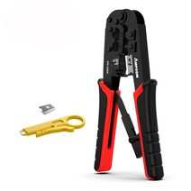 네트워크툴 랜툴 이더넷 네트워크 LAN 케이블 크림퍼 커터 스트리퍼 플라이어 AMPCOM rj45 도구 6P RJ-11, 01 Red