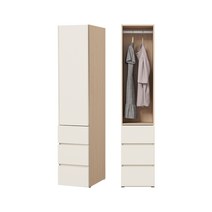 한샘 샘베딩 스테디 옷장 40cm(높이194cm) 행거서랍형 10종, G형 : 화이트하이글로시도어+라이트오크몸통(G)