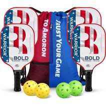 AMORON Pickleball 패들 4개 세트 볼드 B2 합성 흑연 탄소 및 유리 섬유 페이스 25% 두꺼운 폴리프로필렌 코어 658711