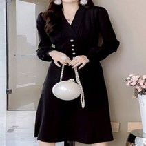 W979C9F 슬리브 원피스 숄카라 디자인 진주장식 니트재질
