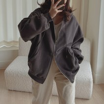 로로텐 오버핏 기모 후드 집업 여성 빅사이즈