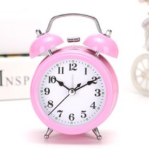심플금속 오버사이즈 소리가 떠들썩하다 벨 테이블시계 침대머리 야광 학생용 애니메이션 전용 소음방지 침실 2600792933, 숏 3인치 번 핑크