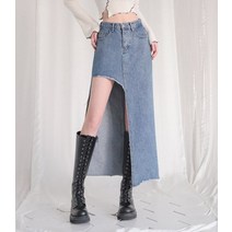 어반드레스 AVANDRESS Unbalanced Long Denim 스커트 치마 BLUE (KM156051)