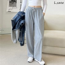 엘케이트 LCATE 여성 바지 LDM493 여자 빅사이즈 플리츠 골지 와이드 밴딩 팬츠