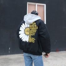 꼰스 하프데이지 오버핏 봄 가을 후드 항공 점퍼 후드집업 2컬러