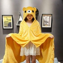 모자담요 극세사 캐릭터 밍크담요 무릎담요 망토 휴대용 겨울 미니 똑딱이