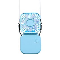 팬 매달려 목 Foldable 작은 전기 팬 휴대용 크리 에이 티브 학생 기숙사 스포츠, 02 파란