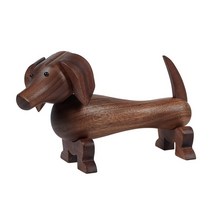 나무 목각 카이보예센 강아지 닥스훈트 인형 북유럽 인테리어 원목 조각상, 월넛