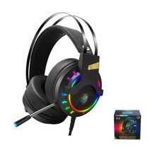 7.1 채널 유선 헤드폰 LED 빛나는 조정 가능한 게임용 헤드셋 USB 이어폰 마이크 상자 패키지 포함, 박스형