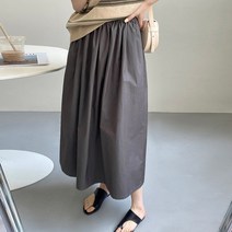 코카마니 여성 밴딩 플레어 편한 베이직 면 롱 스커트 예쁜 기본 치마